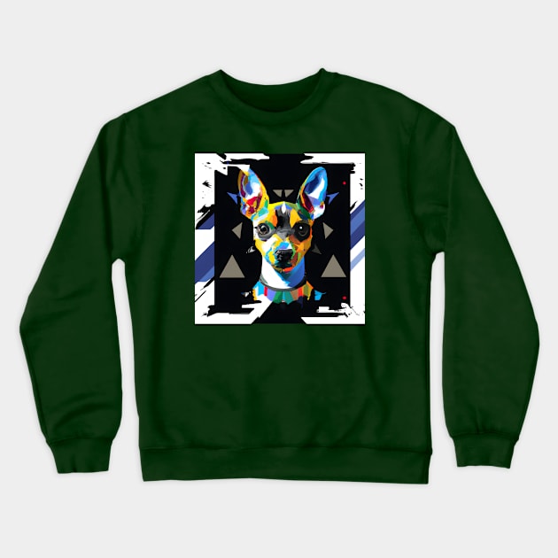 Rat Terrier Puppy Geometric Artwork Crewneck Sweatshirt by Furrban